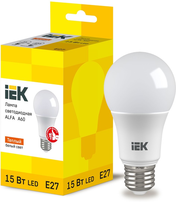 IEK Лампочка, Цоколь:E27, 15 Вт, Светодиодная, 1 шт.