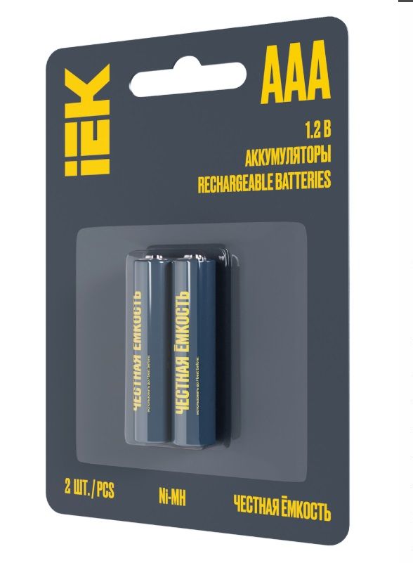 IEK Батарейка AAA, NiMH (никель-металлогидридный) тип, 1100 мА•ч, 1,2 В, 2 шт