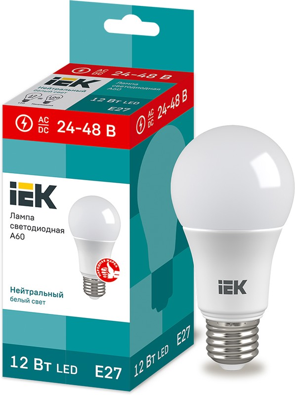 IEK Лампочка, Цоколь:E27, 12 Вт, Светодиодная, 1 шт.