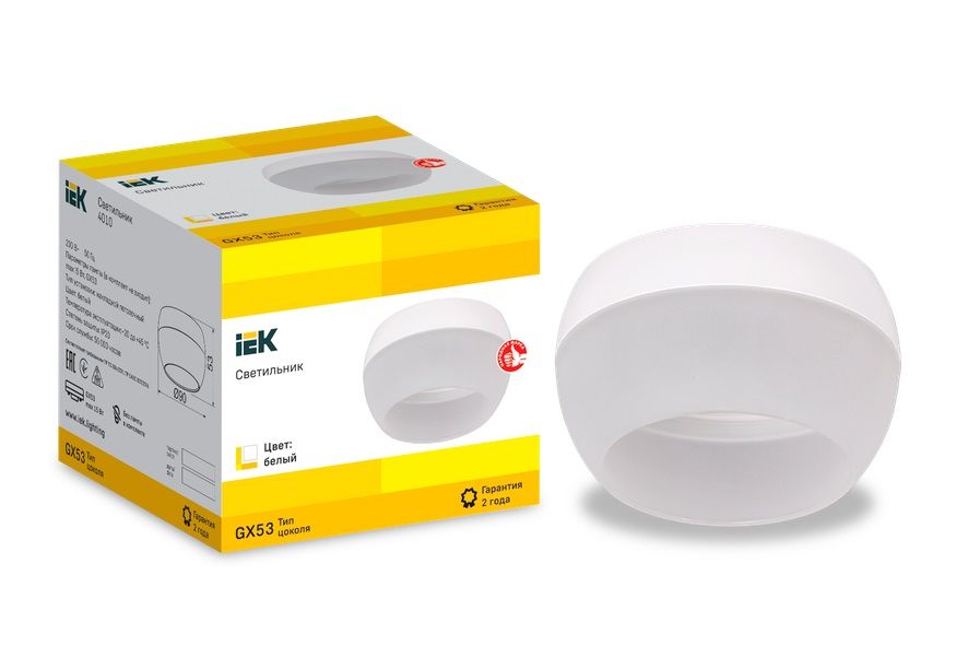 IEK Настенно-потолочный светильник, GX53, 15 Вт