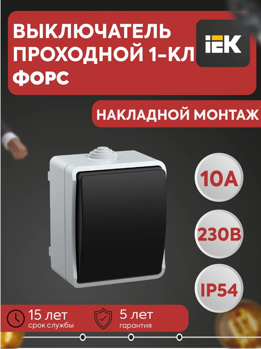 Выключатель 1-кл ОП Форс 10А IP54 ВС20-1-0-ФСр 250В сер
