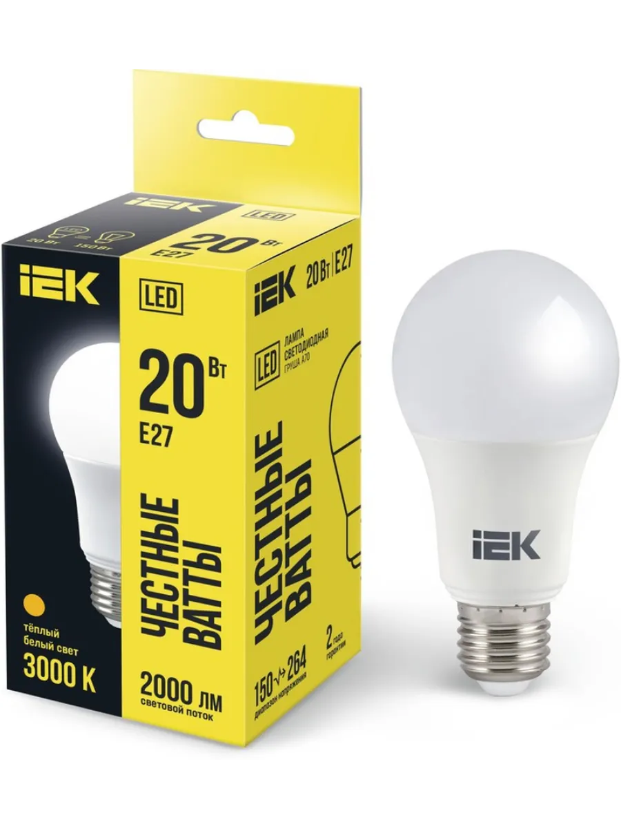 Лампа LED A60 20W 230В 3000K E27 LLE-A60-20-230-30-E27