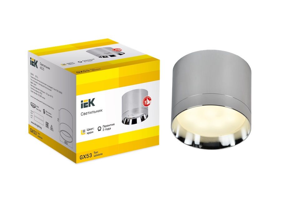 IEK Настенно-потолочный светильник, GX53, 15 Вт