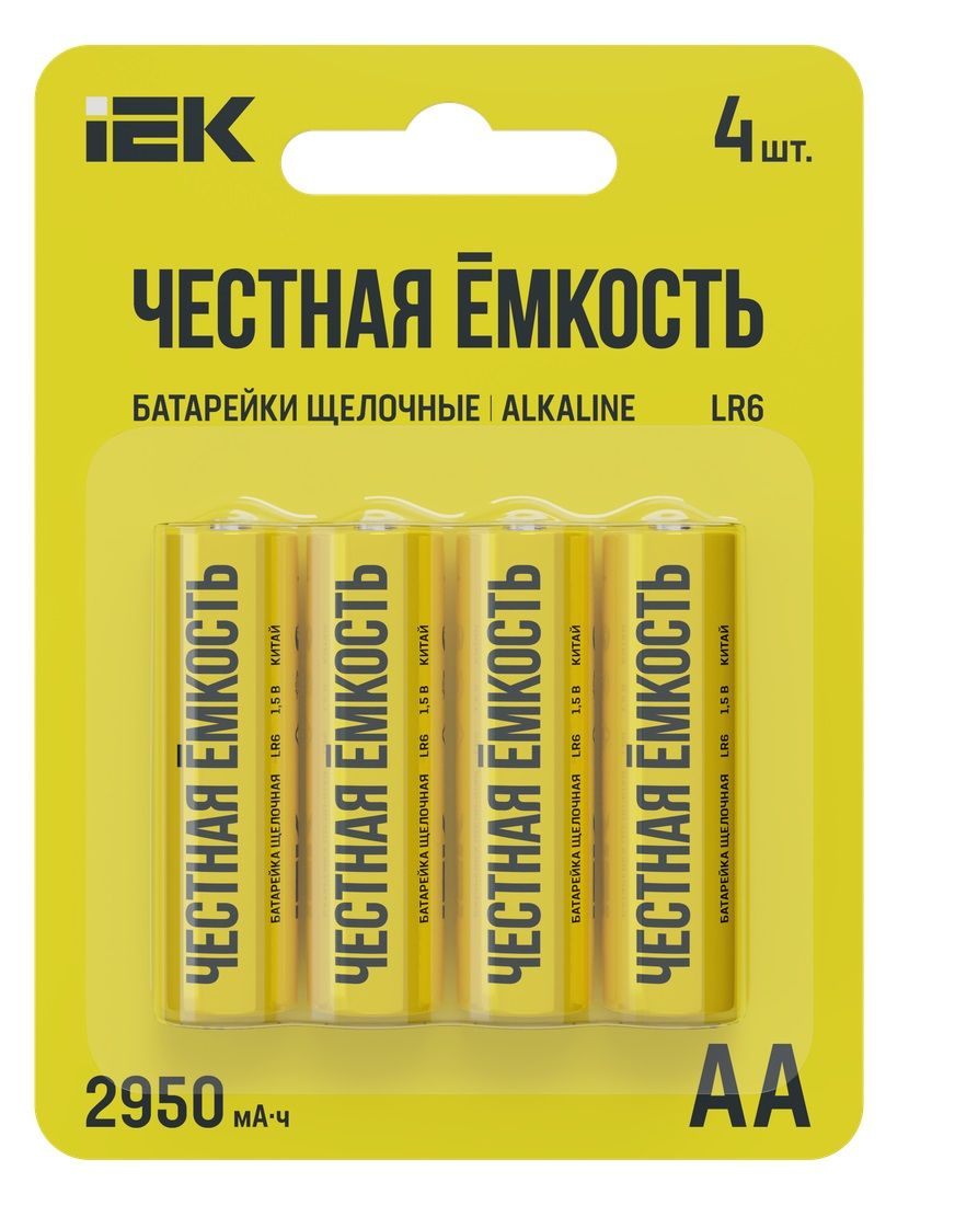 IEK Батарейка AA, L (щелочной) тип, 2950 мА•ч, 1,5 В, 4 шт