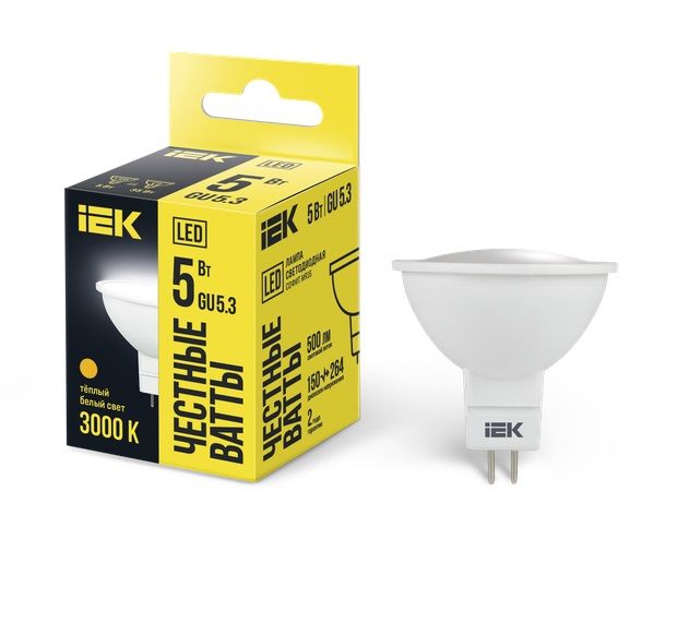 IEK Лампочка, Цоколь:GU5.3, 5 Вт, Светодиодная, 1 шт.