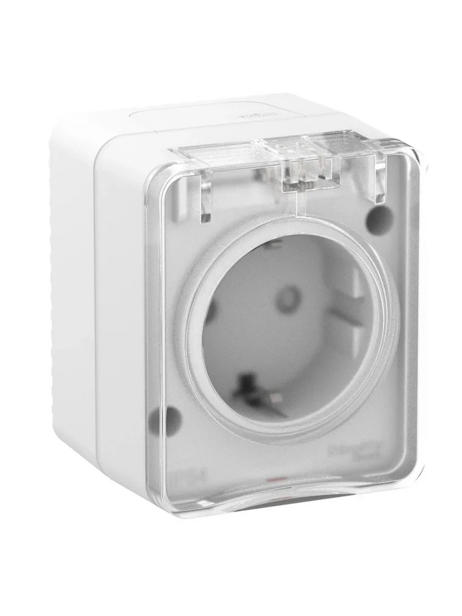 Розетка 1-м 16А IP54 250В заземл. шторки белый SE