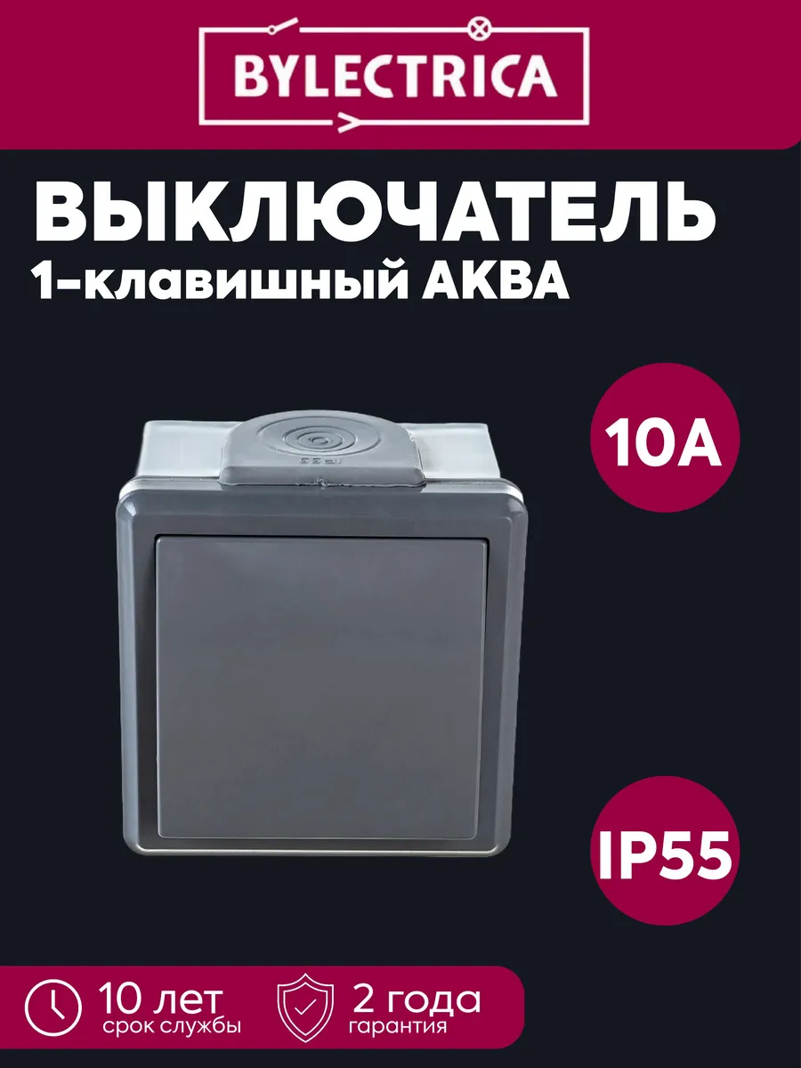 Выкл. 1-кл. IP55 серый Пралеска Аква А110-2131