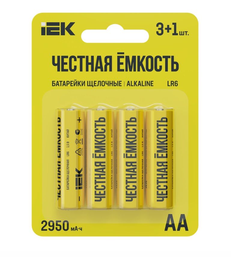IEK Батарейка AA, L (щелочной) тип, 2950 мА•ч, 1,5 В, 4 шт