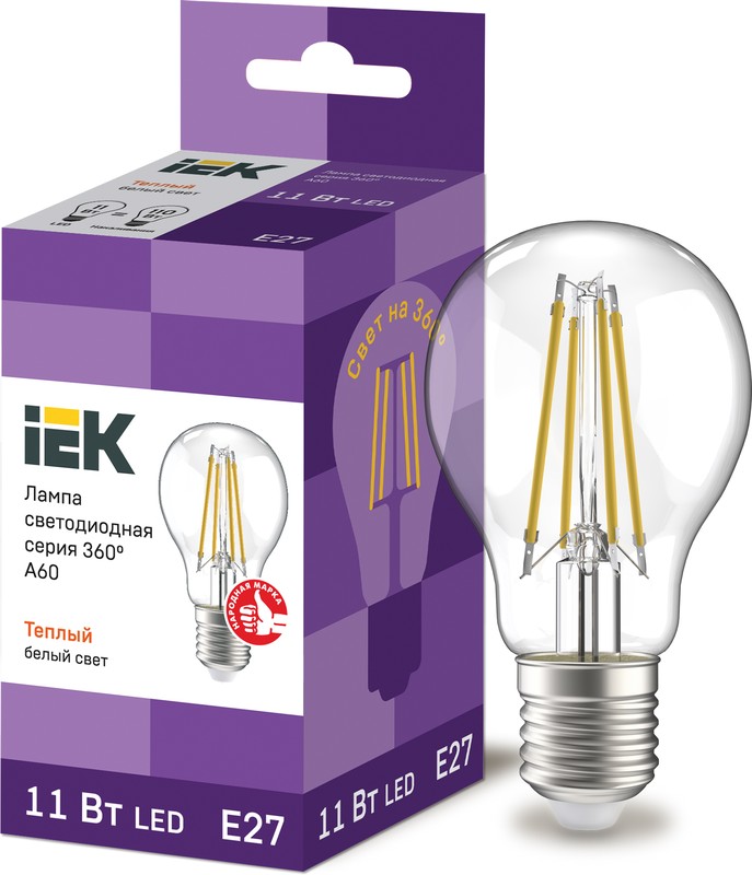 IEK Лампочка, Цоколь:E27, 11 Вт, Светодиодная, 1 шт.