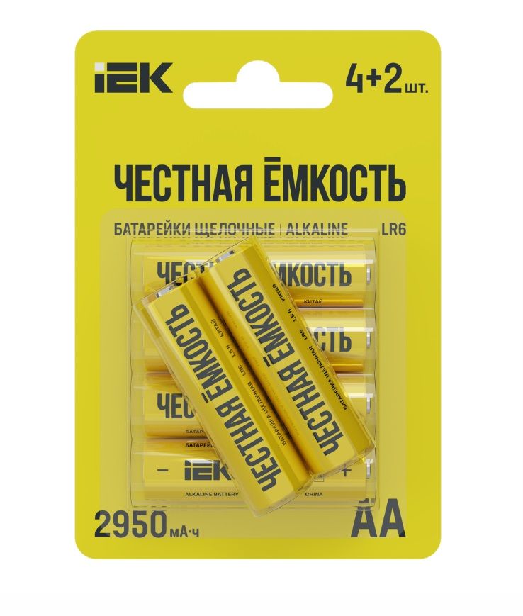IEK Батарейка AA, L (щелочной) тип, 2950 мА•ч, 1,5 В, 6 шт
