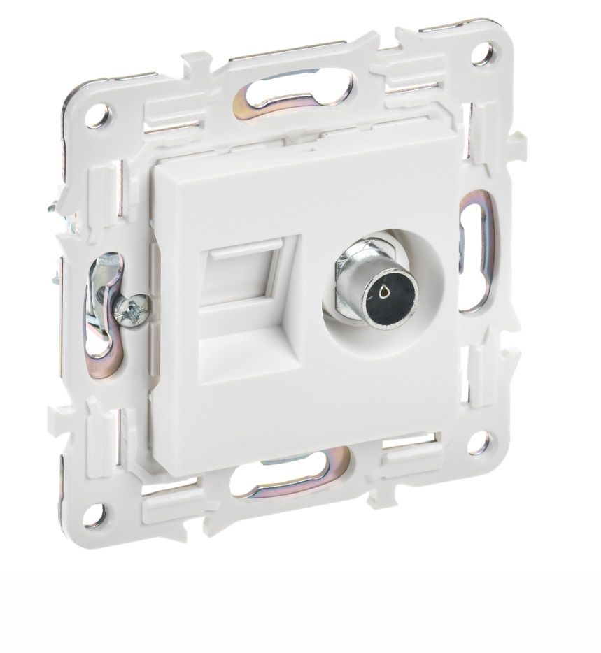 Розетка двойная TV+RJ45 кат.5E SK-A14W арктический белый SKANDY IEK